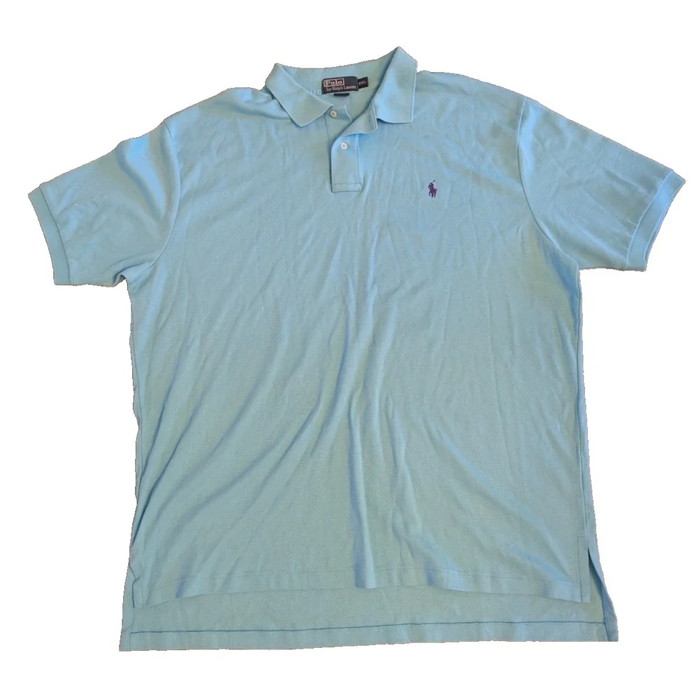 Polo Ralph Lauren Shirt Mens XXL 2XL Blue Purple Pony Short Sleeve Golf Pique